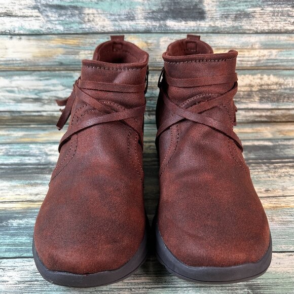 Bzees Ankle Boot Womens Size 10M Gusto Brown Wedge Lightweight Zip Soft Comfort - Picture 3 of 11